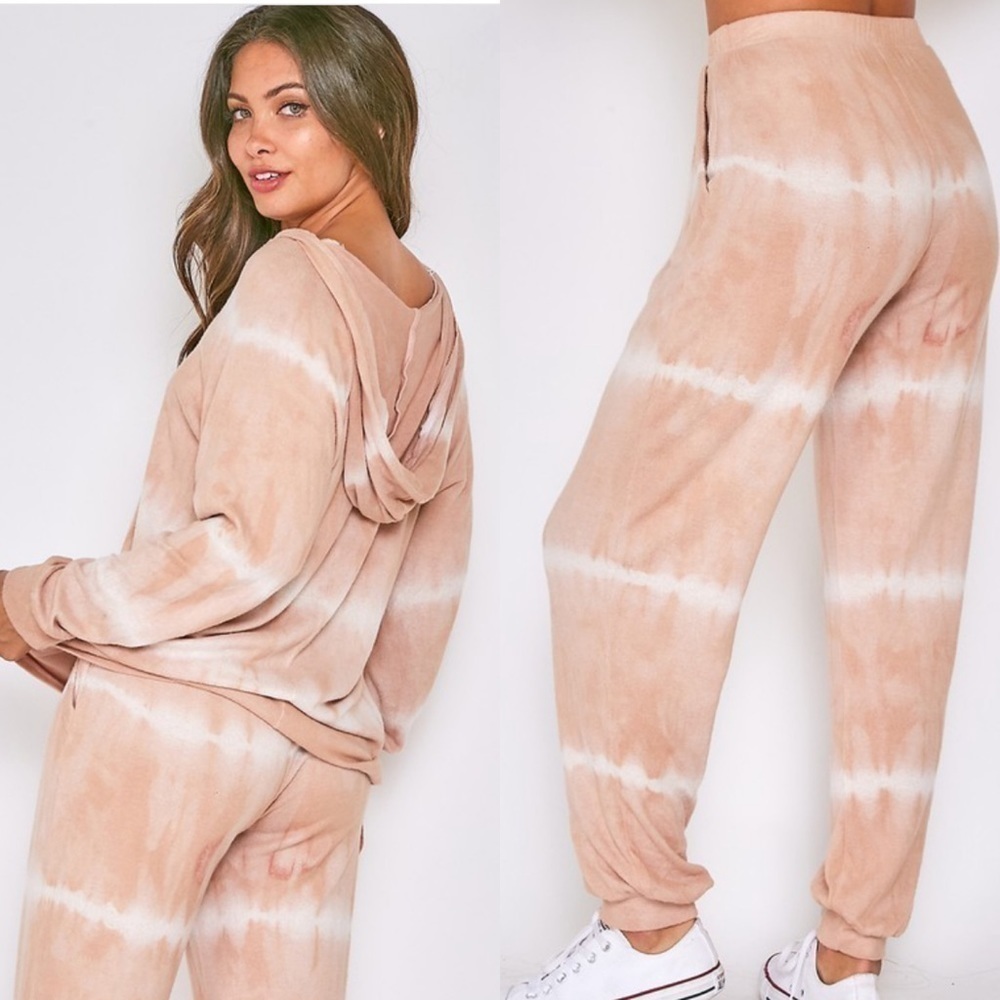 Taupe/ivory Tie Dye Casual Lounge Pants